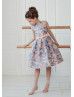 Peach And Lilac Jacquard Flower Girl Dress